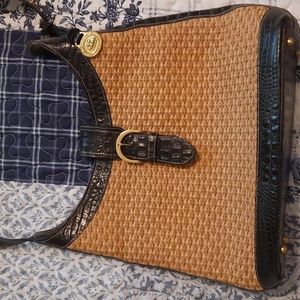 Brahmin black and tweed shoulder purse